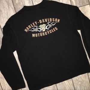 Harley Davidson Vintage Embroidered Henley Shirt L